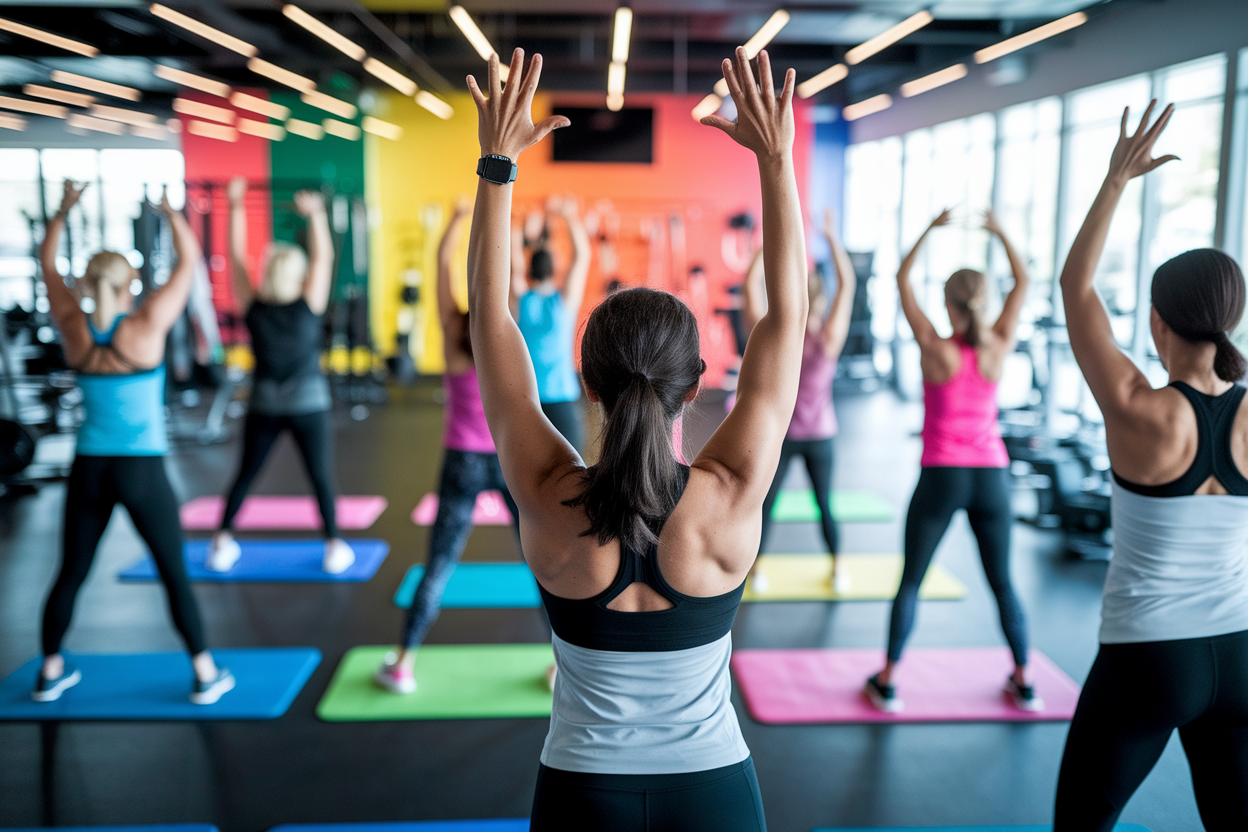 groupe-divers-fitness-tapis-colores