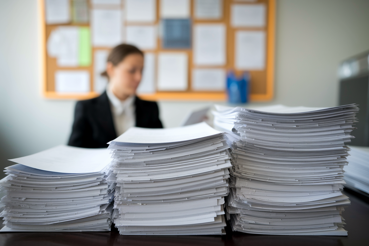 personne-bureau-papiers-tableau-affiches