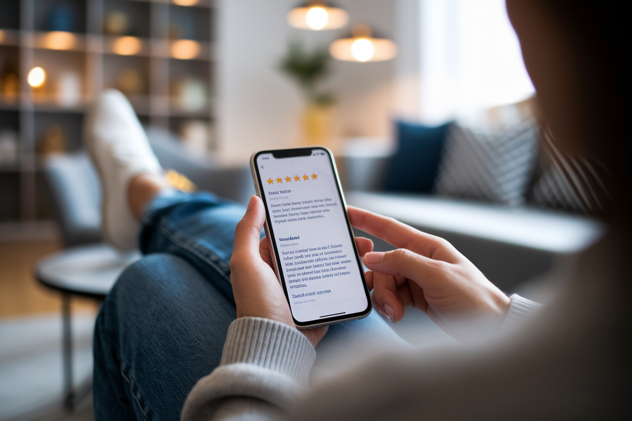 personne-smartphone-salon-moderne-bibliotheque