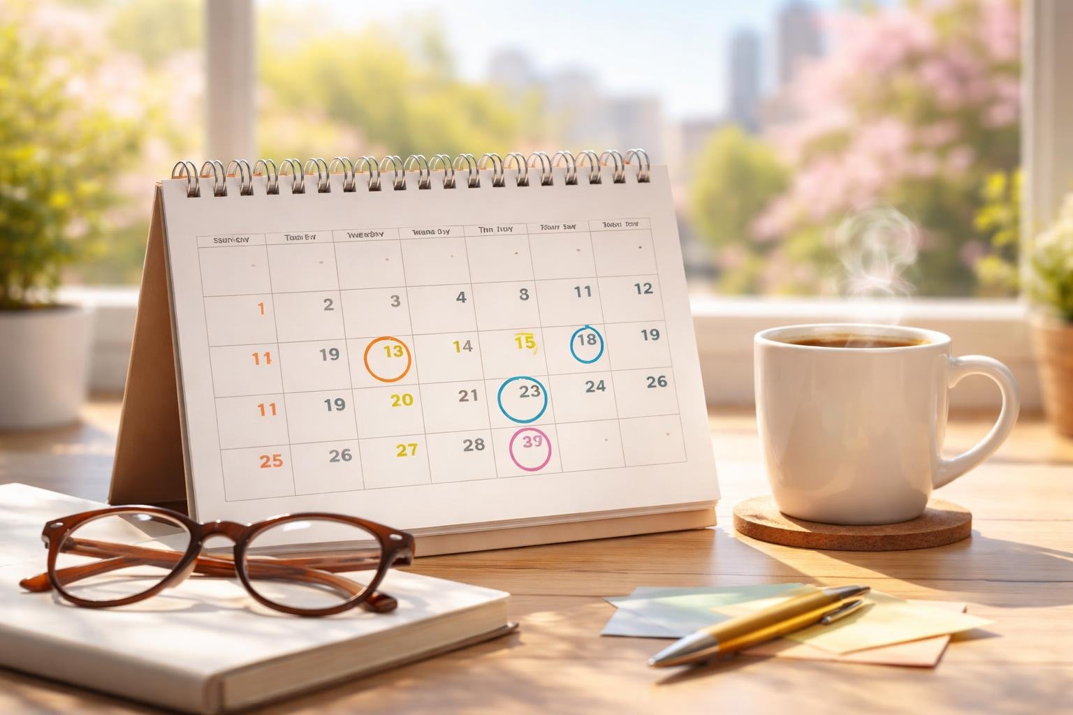 calendrier-bureau-lunettes-tasse-cafe