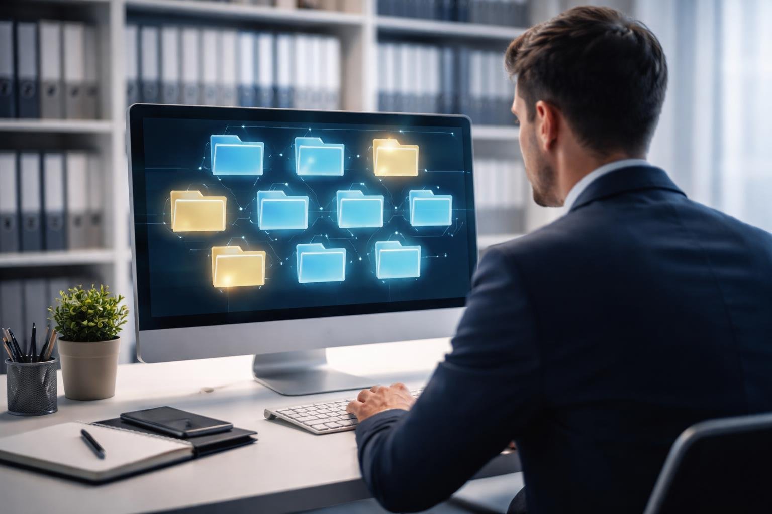 bureau-moderne-ordinateur-personne-concentree